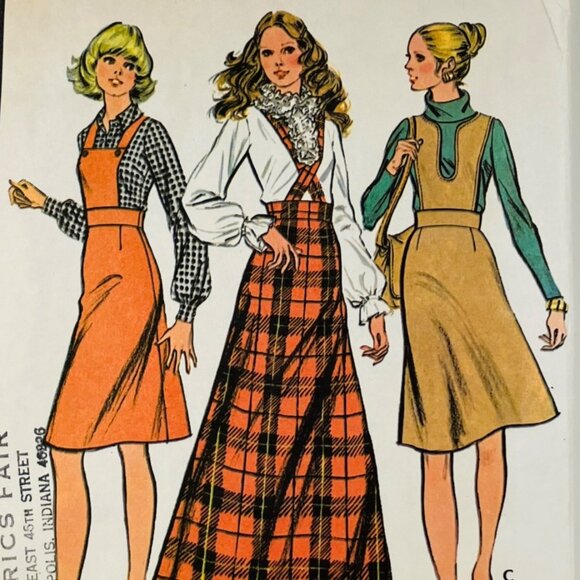 1970s McCalls 3274 Sz 12 Misses Detachable Bib Overall Skirts Sewing Pattern - Picture 2 of 5